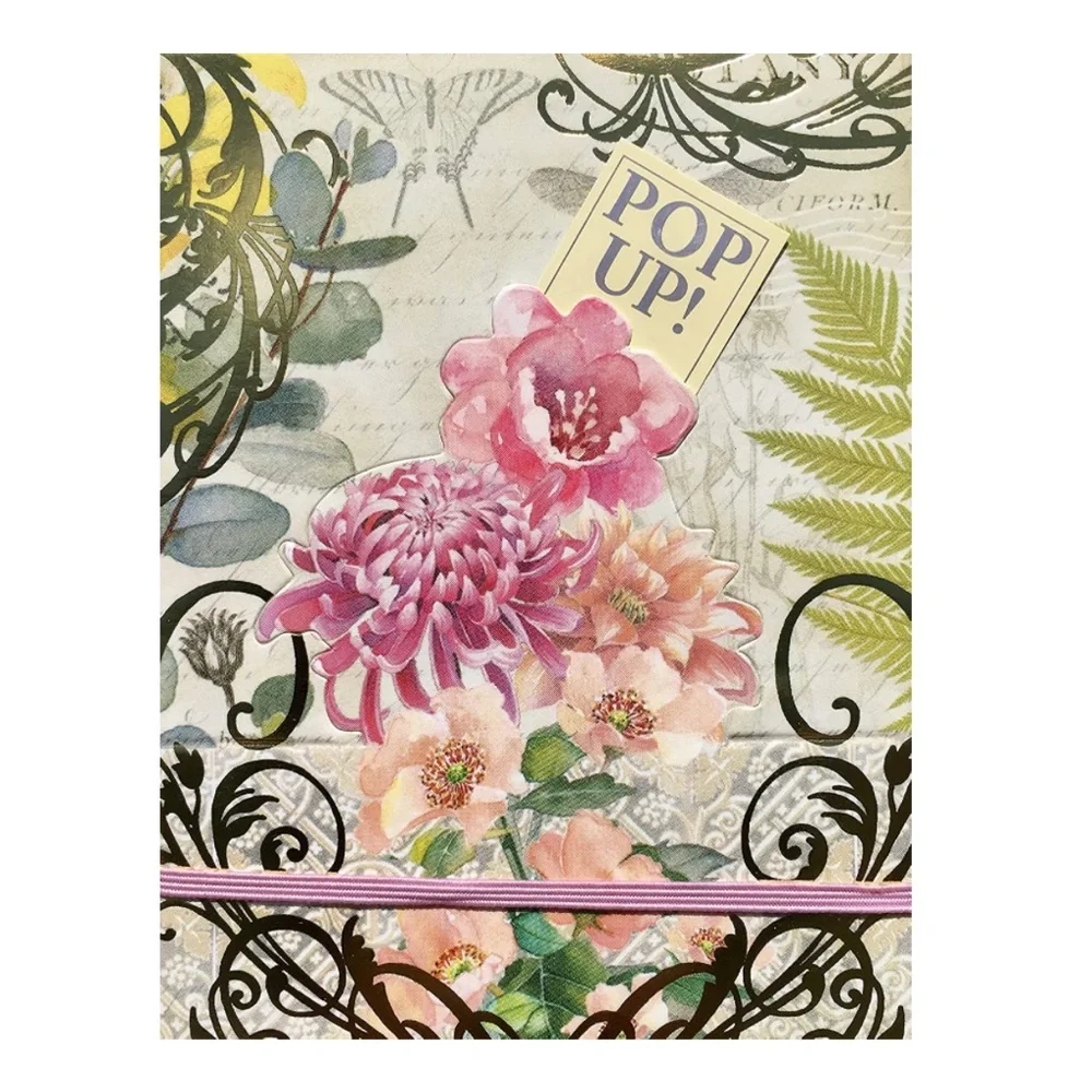 Punch Studio Botanical Bungee Pop Up Mini Pocket Gold Foil Gem Notepad (60748)